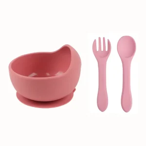 3 Pcs - Baby Silicone Bowl & Two Spoons Code: CB 5845