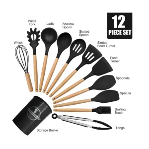 12 Pcs Non-Stick Silicon Utensil Kitchen Cookware Set