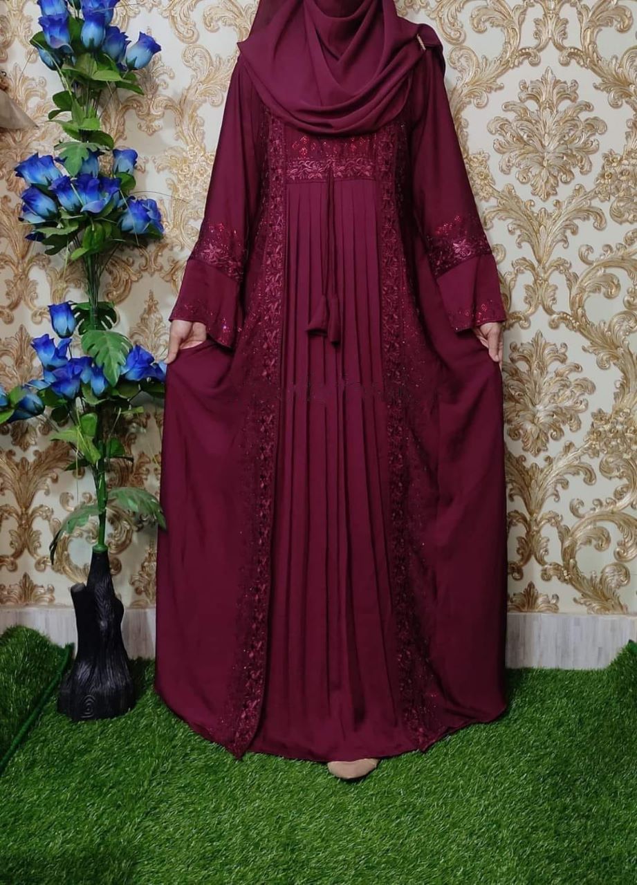 Elegant Embroidery Borka with Hijab - Image 4