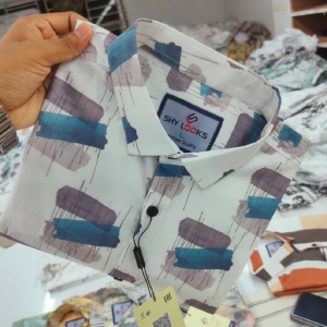 China Pop-Corn Cotton Signature Half Sleeve Print Shirt