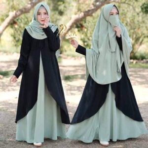 Dubai Cherry Borka with Hijab Nikab Set