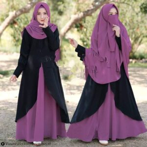 Dubai Cherry Borka with Hijab Nikab Set