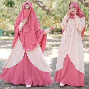 Dubai Cherry Borka with Hijab Nikab Set