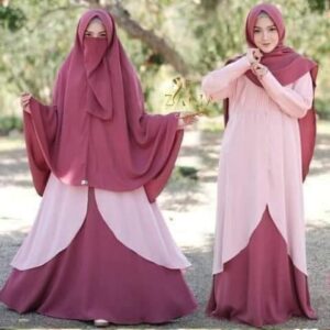 Dubai Cherry Borka with Hijab Nikab Set