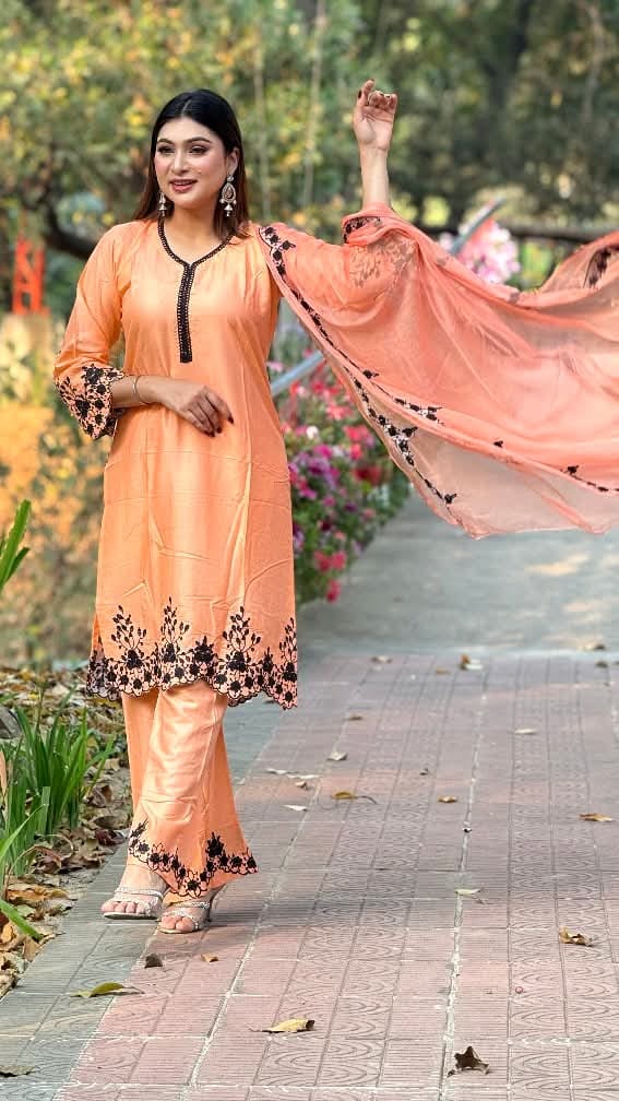 Embroidery Cotton Ready-Made Three Piece - Image 12