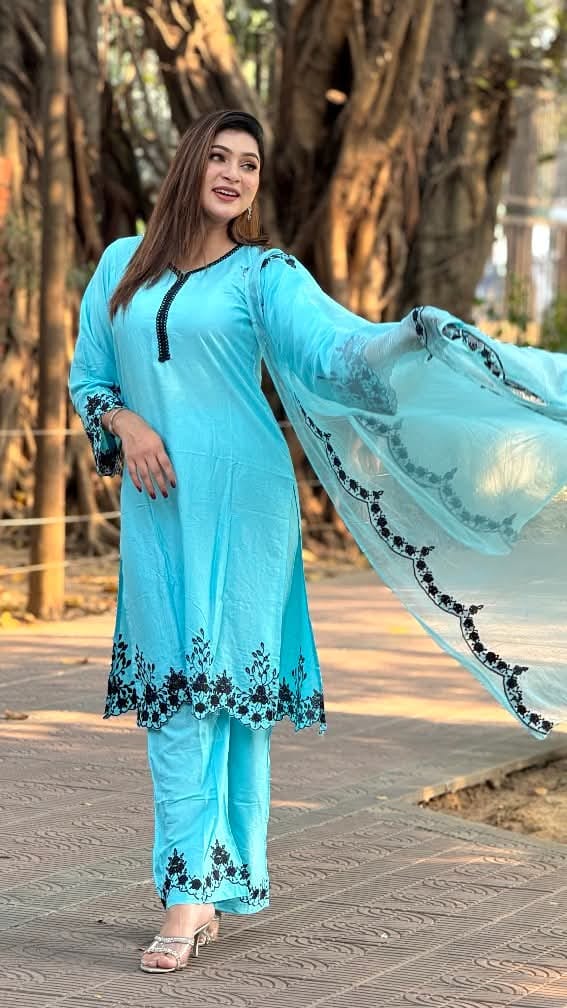 Embroidery Cotton Ready-Made Three Piece - Image 3