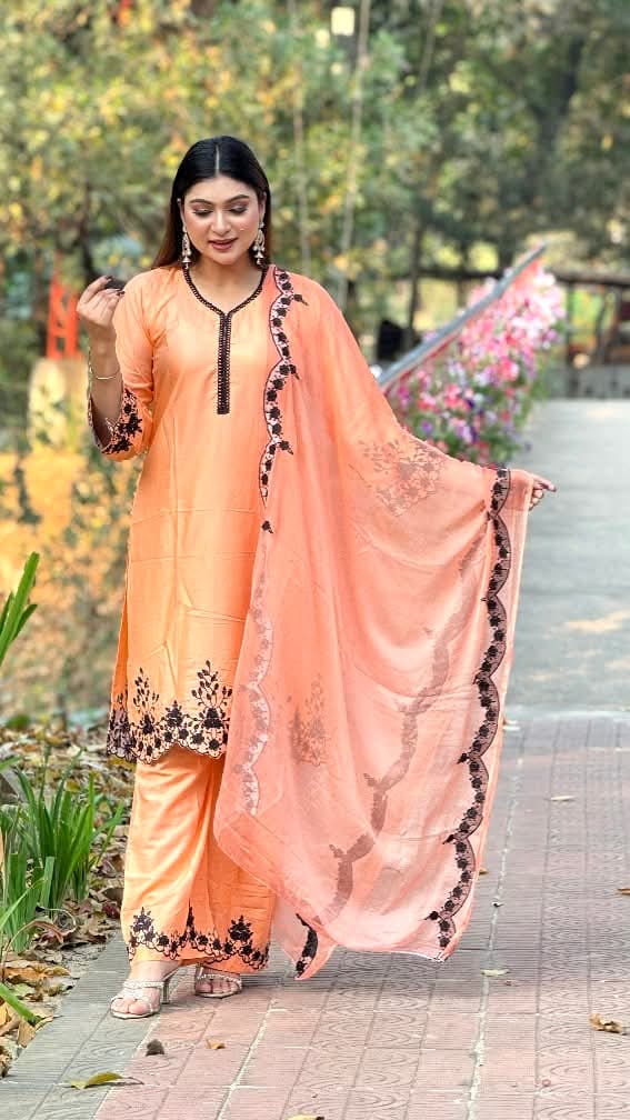 Embroidery Cotton Ready-Made Three Piece - Image 15