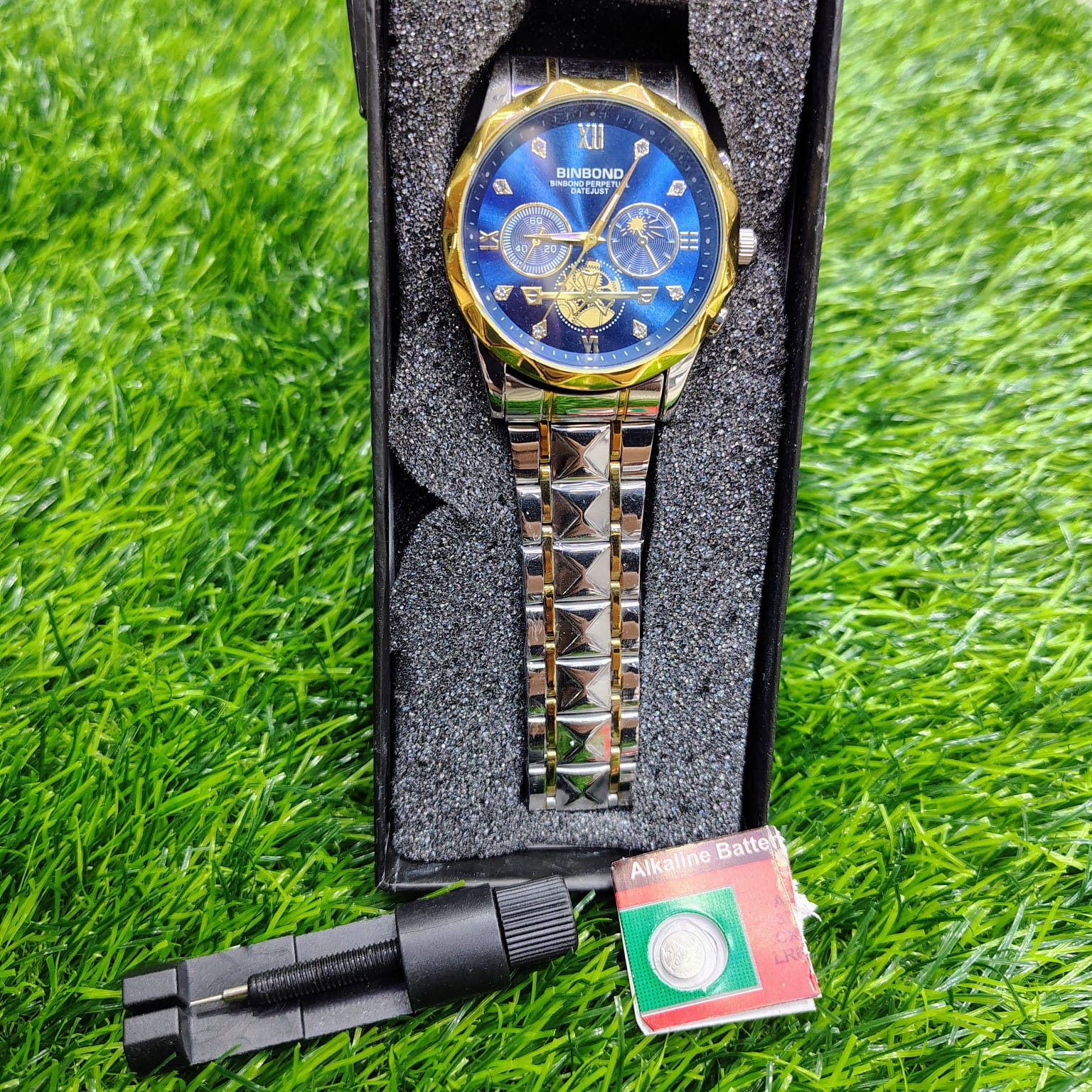 BINBOND Quartz Watches Men’s Luxury Stainless Steel + Free Chain cutter & battery - Image 6