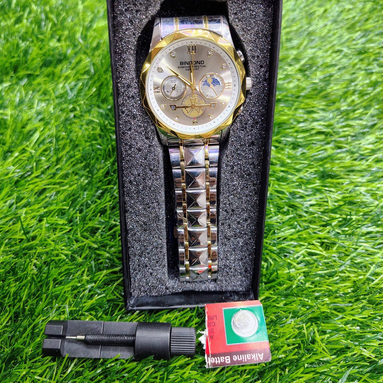 BINBOND Quartz Watches Men’s Luxury Stainless Steel + Free Chain cutter & battery - Image 7