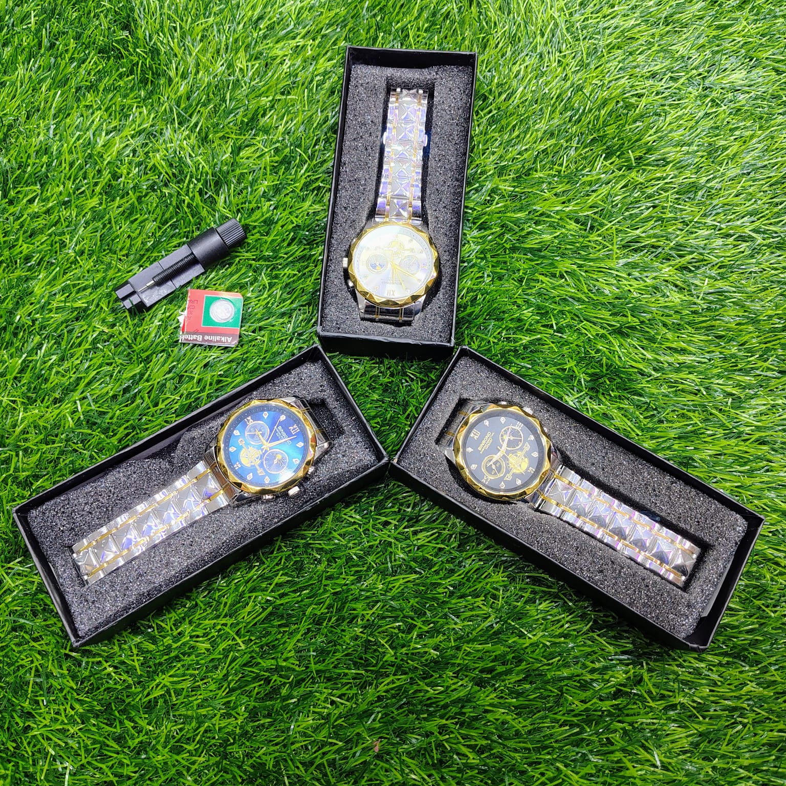 BINBOND Quartz Watches Men’s Luxury Stainless Steel + Free Chain cutter & battery - Image 3