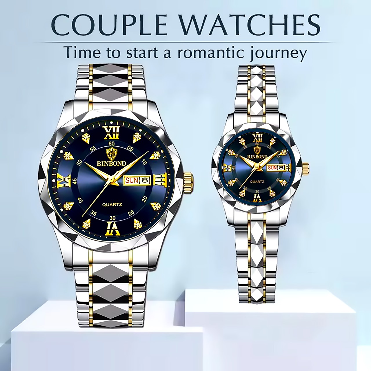 BINBOND Top Brand Luxury Fashion Couple Watches 30M Week Date Clock Sport Quartz - Image 4