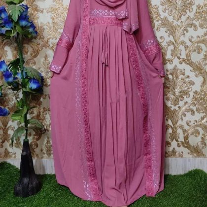 Elegant Embroidery Borka with Hijab - Image 5