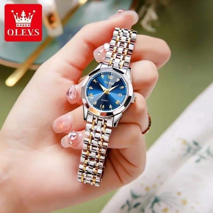 OLEVS Watch for Women Branded Stainless steel Elegant Luminous Ladies Watches 9931 Silver Blue - Image 2