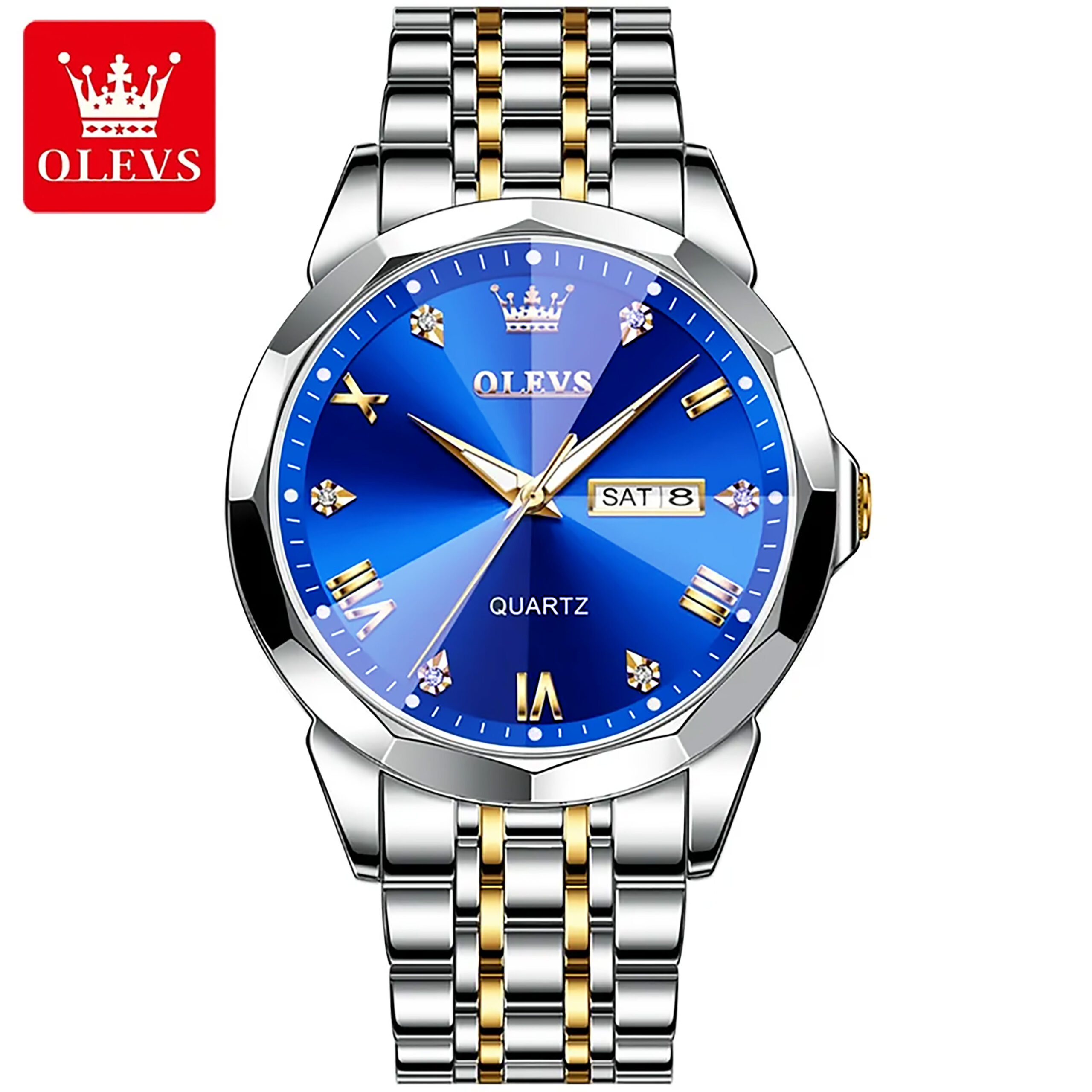 OLEVS 9931G New Exclusive Design Quartz Watch for Men Royal Blue - Image 3
