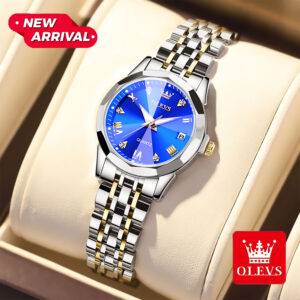 ⚲ Hover to zoom     OLEVS Watch for Women Branded Stainless steel Elegant Luminous Ladies Watches 9931 Silver Royal Blue