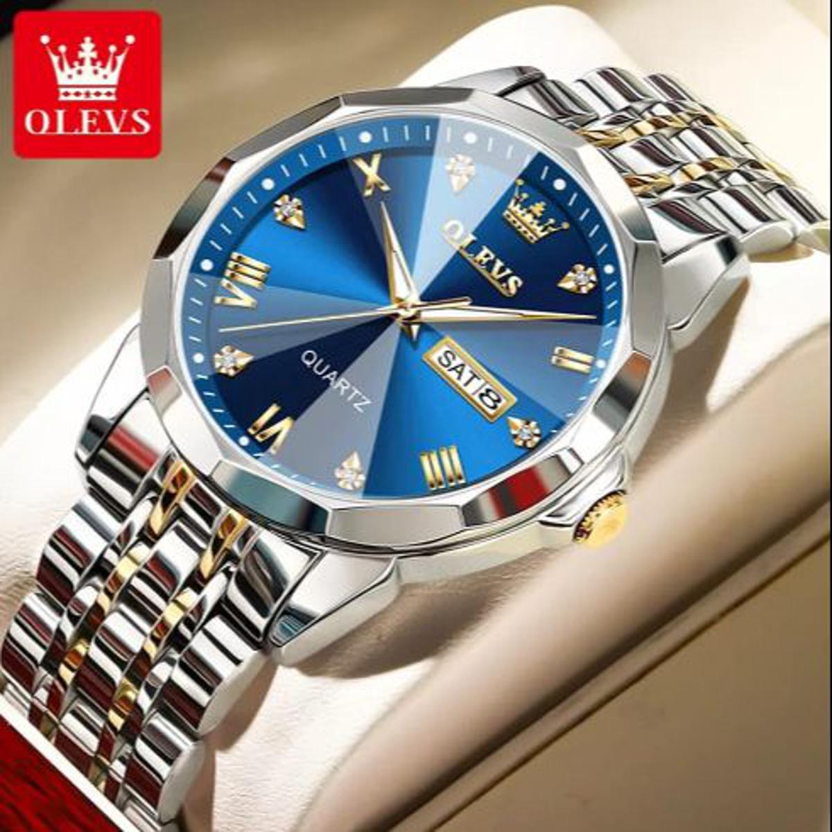 OLEVS 9931G New Exclusive Design Quartz Watch for Men Navy Blue