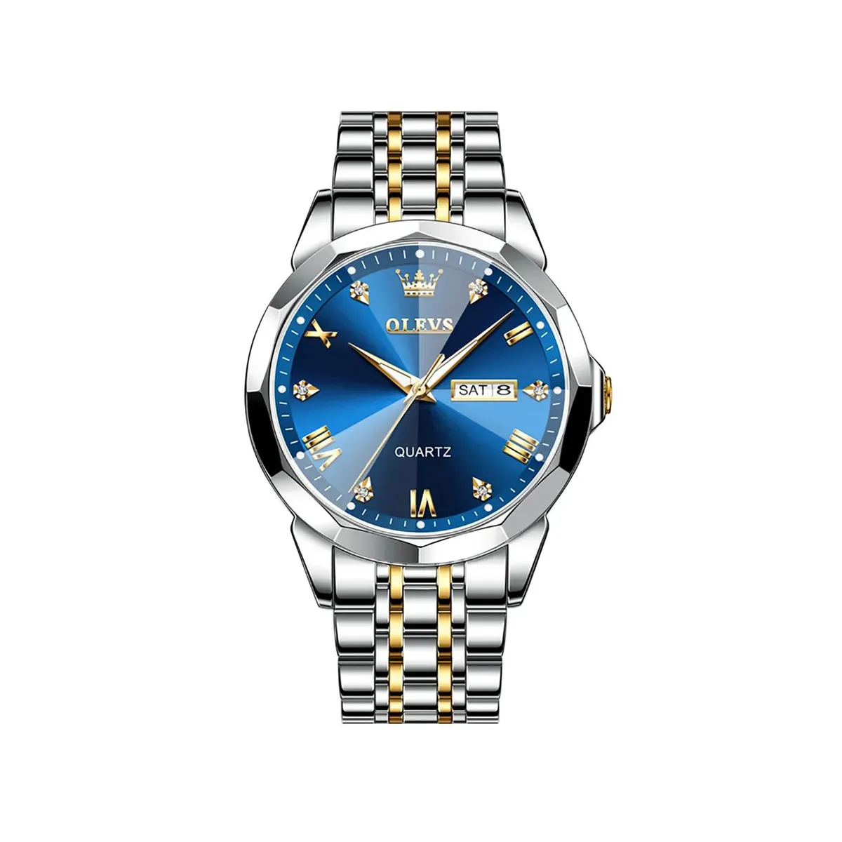 OLEVS 9931G New Exclusive Design Quartz Watch for Men Navy Blue - Image 2