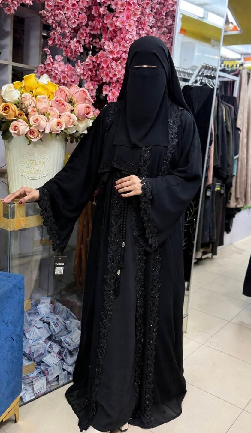 Dubai Cherry Borka with Inner and Hijab - Image 4