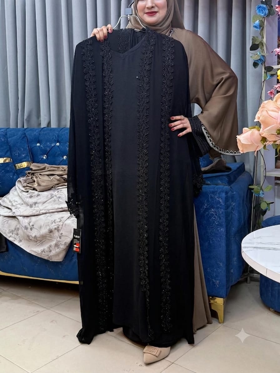 Dubai Cherry Borka with Inner and Hijab - Image 2