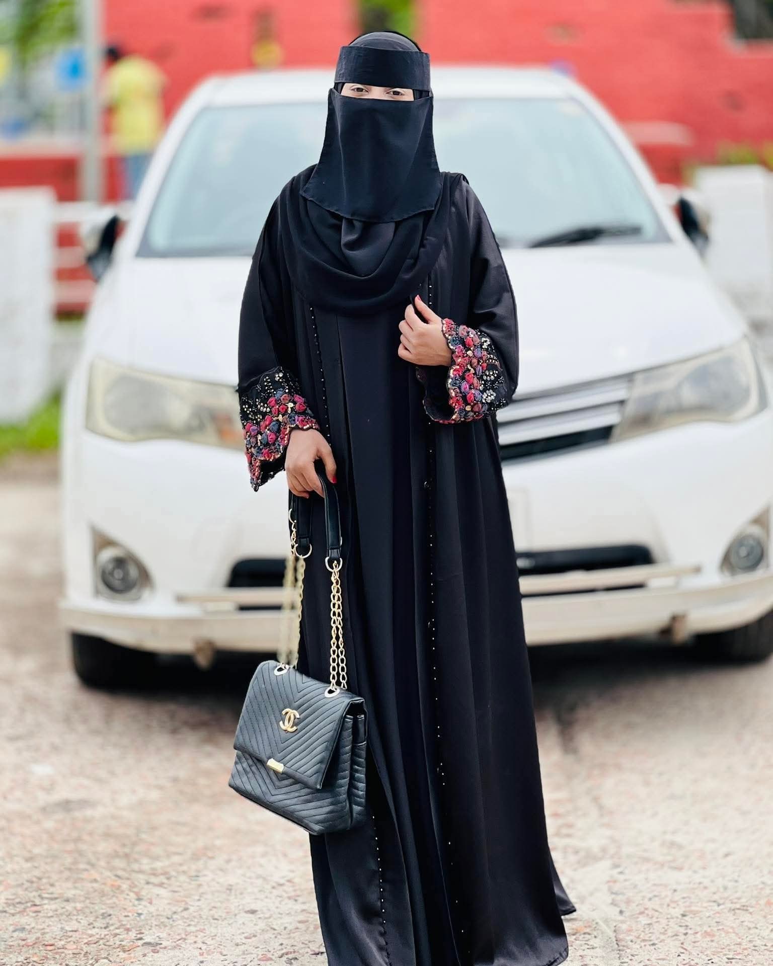 Dubai Cherry Abhaya with Inner and Hijab - Image 3