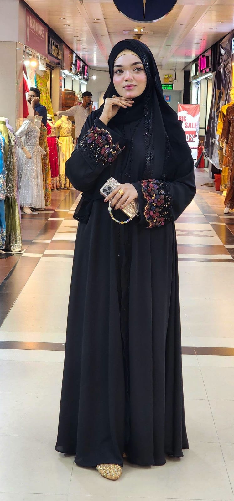 Dubai Cherry Borka with Hijab - Image 2