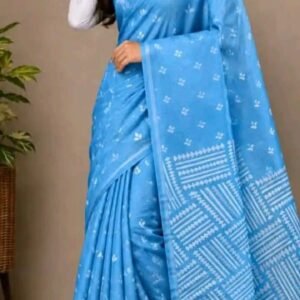 Half Silk Screen Print Saree