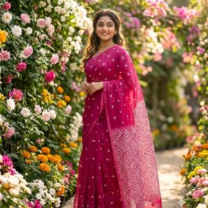 Half Silk Screen Print Saree