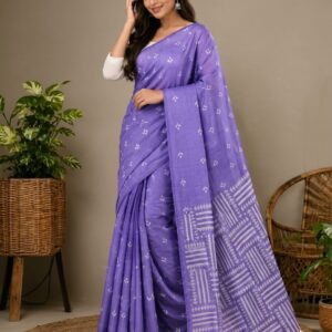 Half Silk Screen Print Saree