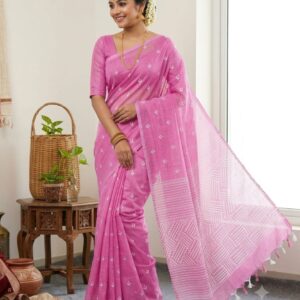 Half Silk Screen Print Saree