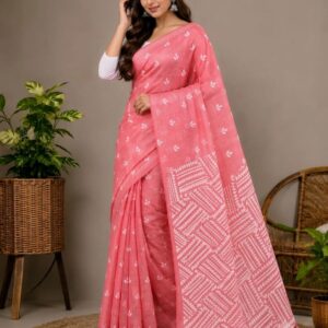 Half Silk Screen Print Saree