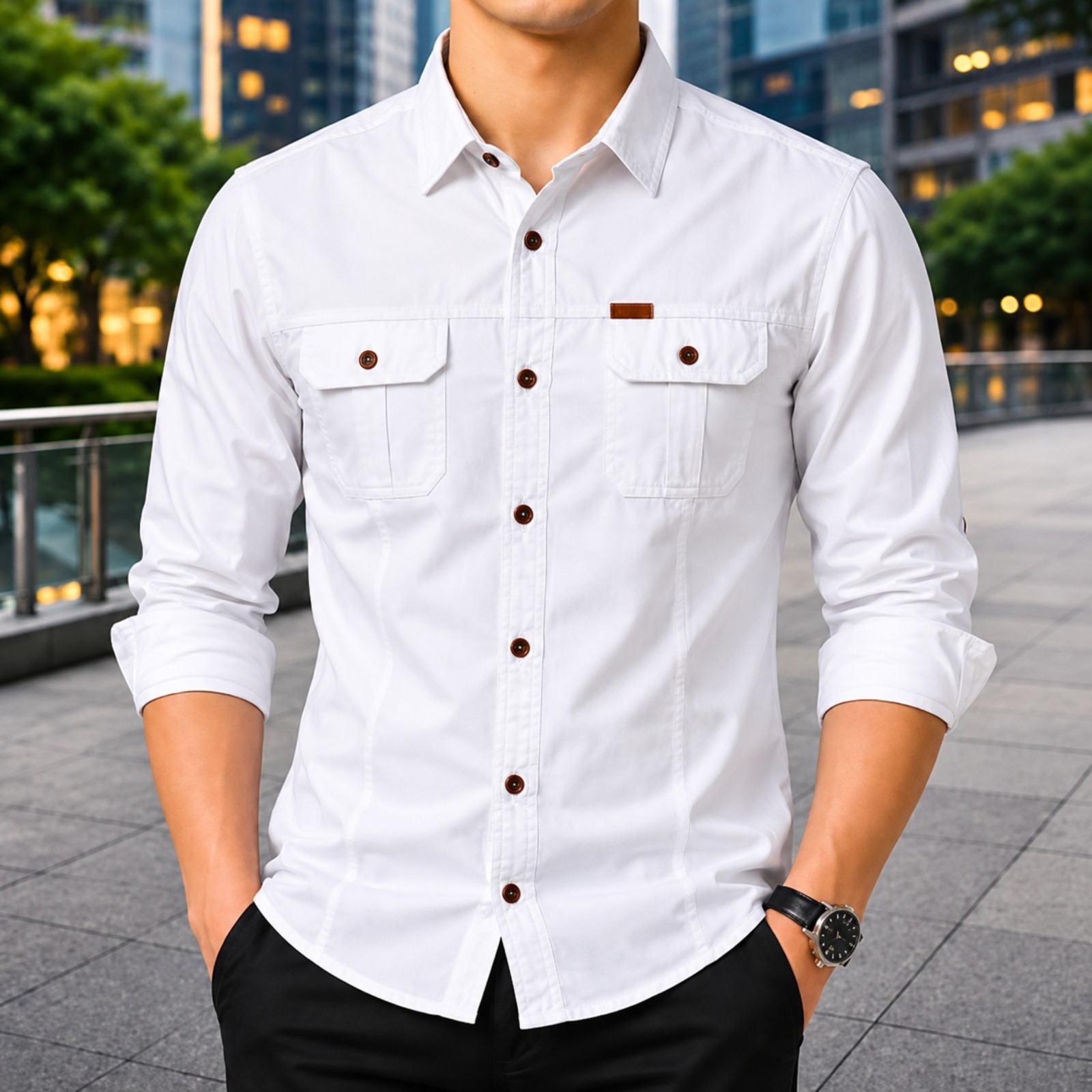 Stylish Full Sleeve Panel Shirt - Image 5