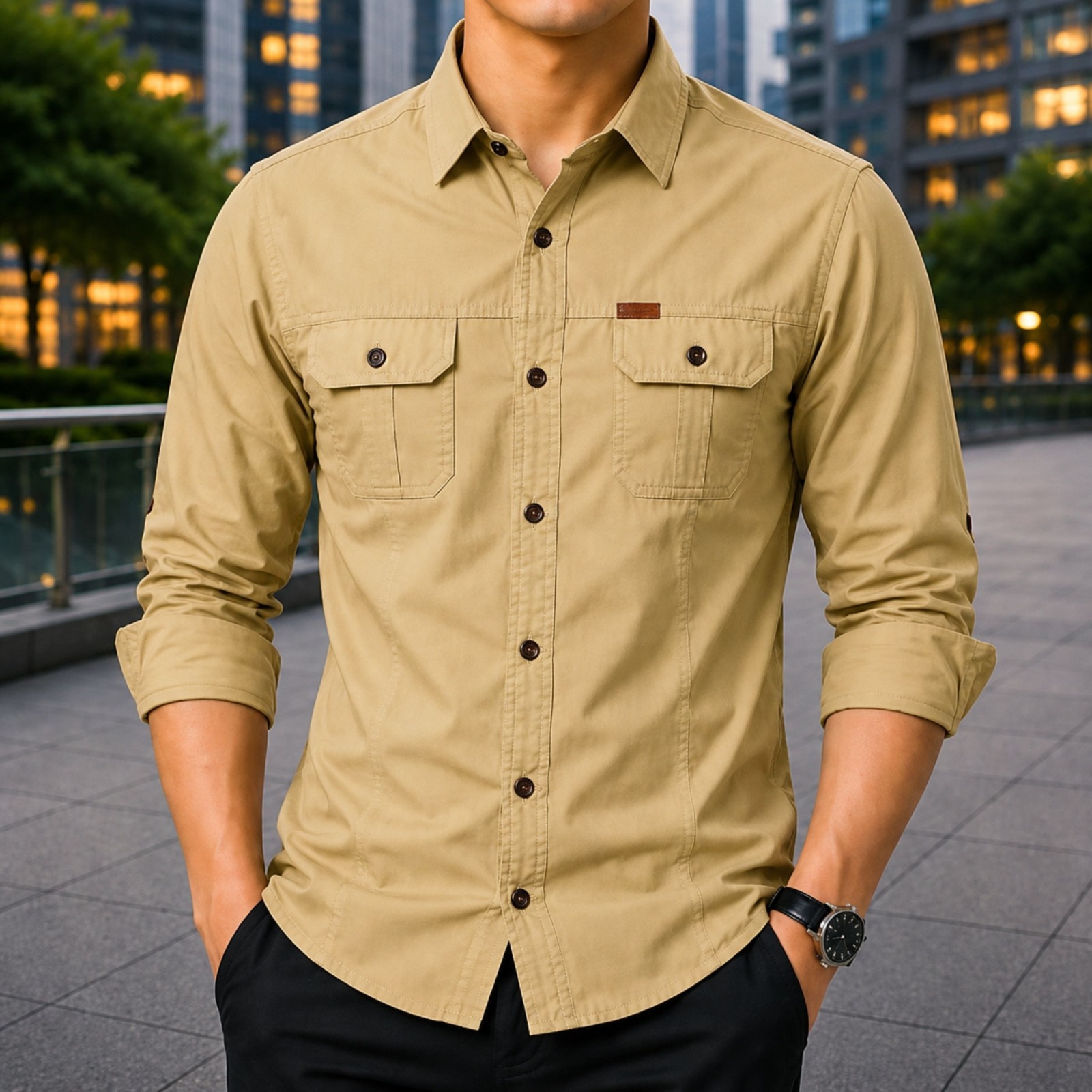 Stylish Full Sleeve Panel Shirt - Image 3