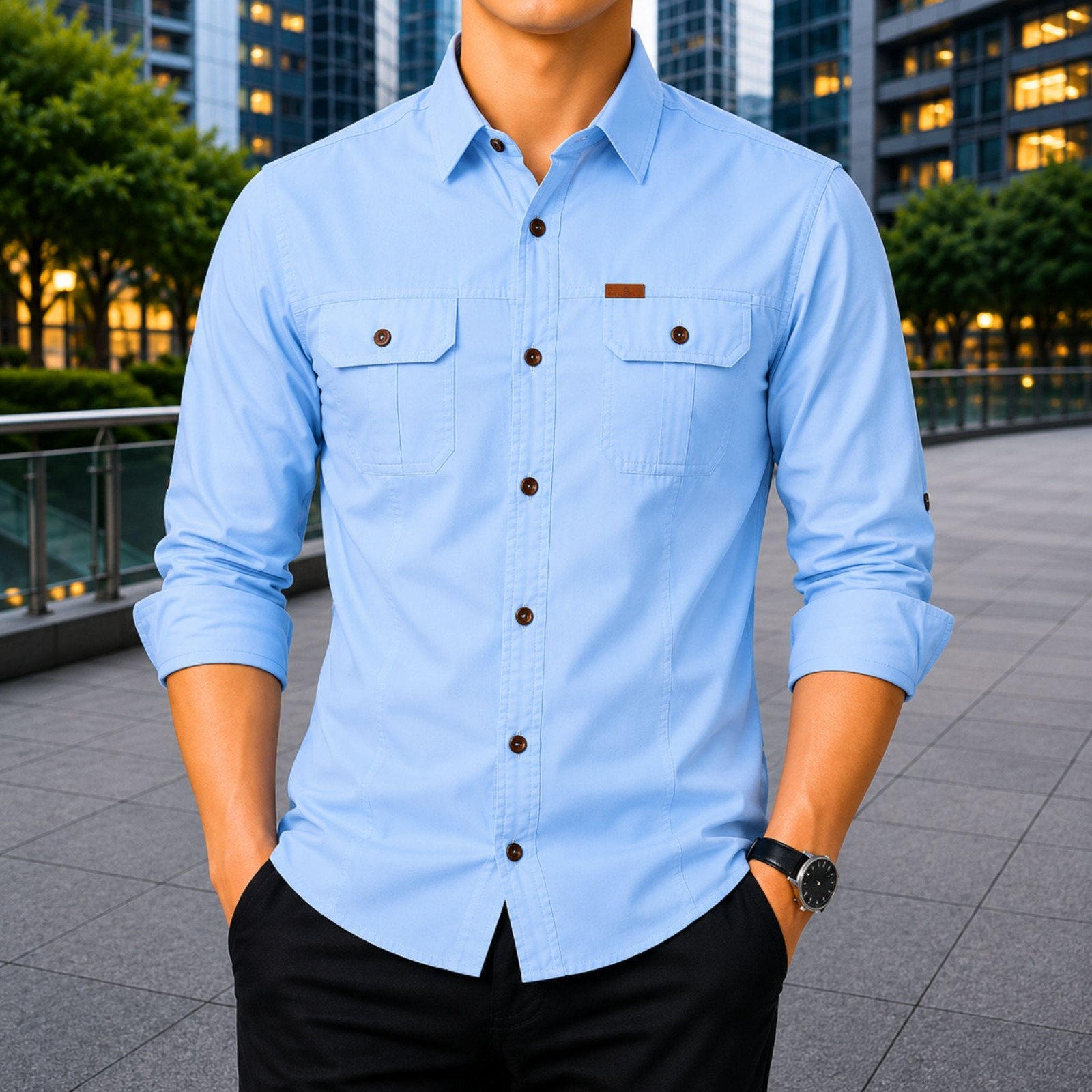 Stylish Full Sleeve Panel Shirt - Image 2