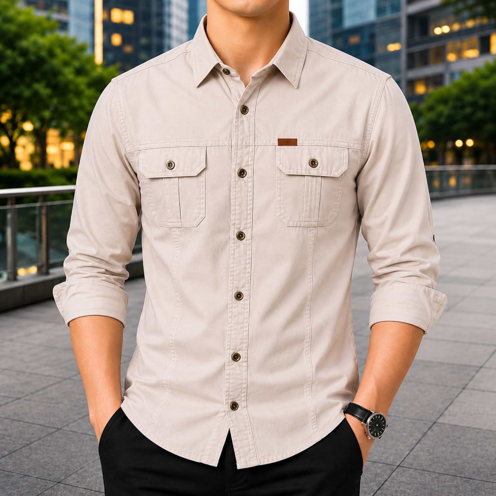 Stylish Full Sleeve Panel Shirt - Image 6