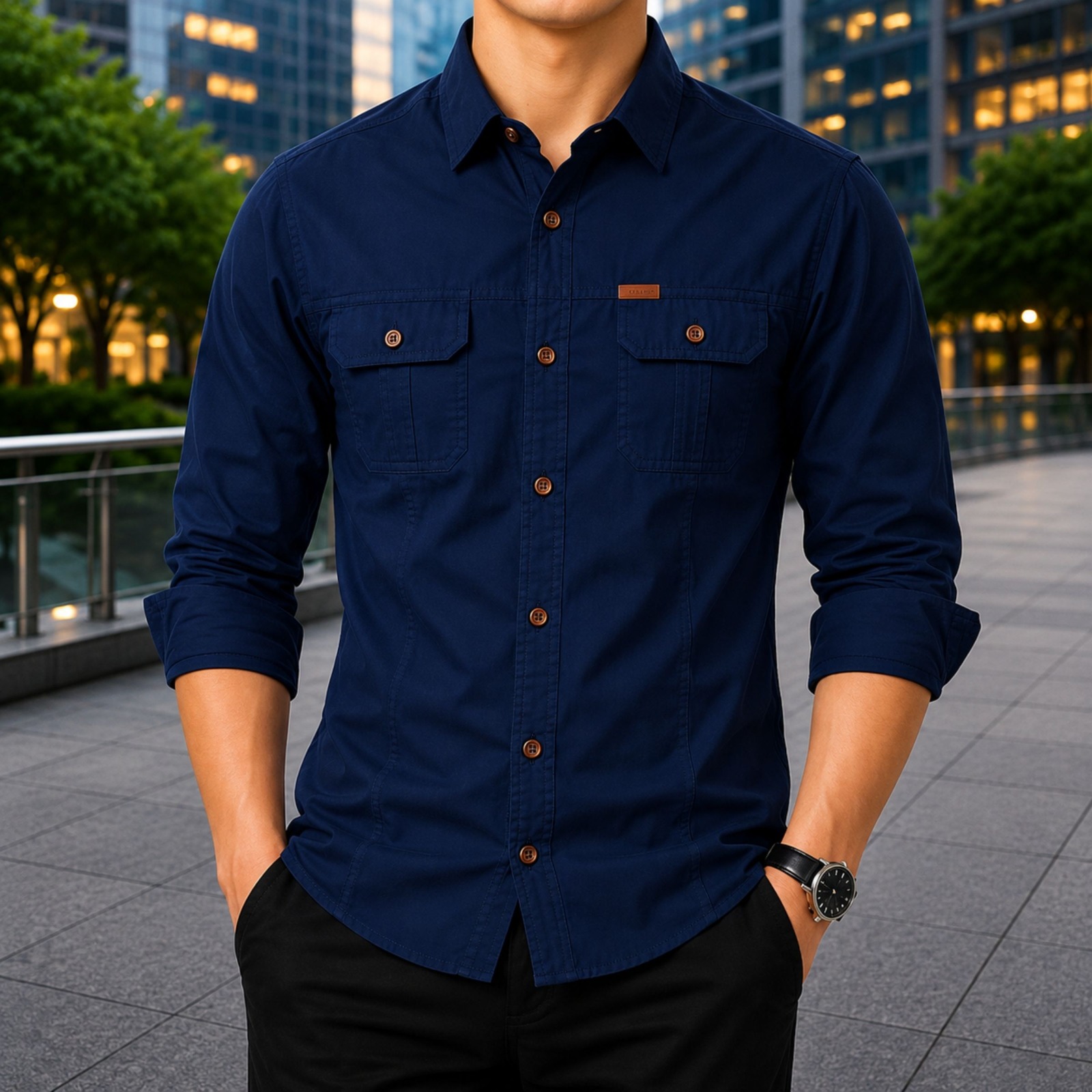 Stylish Full Sleeve Panel Shirt - Image 4