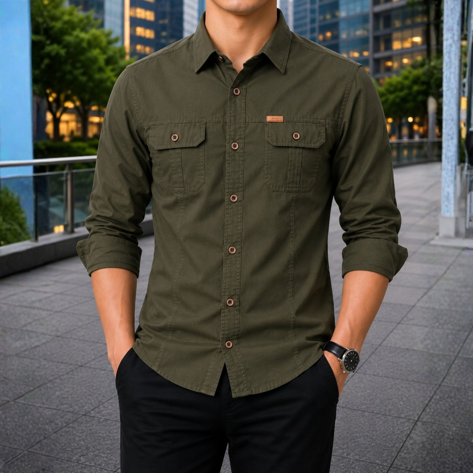 Stylish Full Sleeve Panel Shirt - Image 7