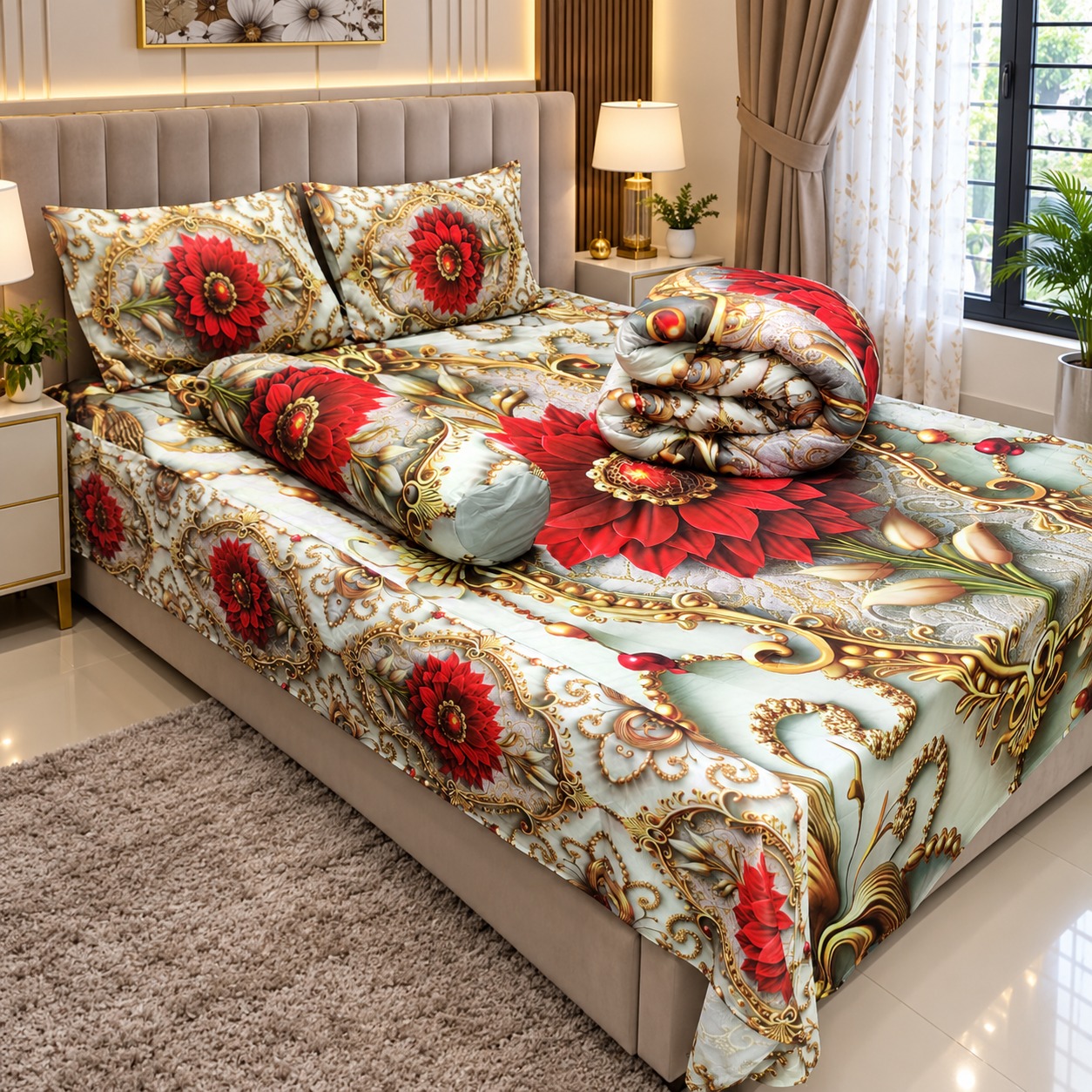 5 Pieces 3D Print Comforter Set - Image 2