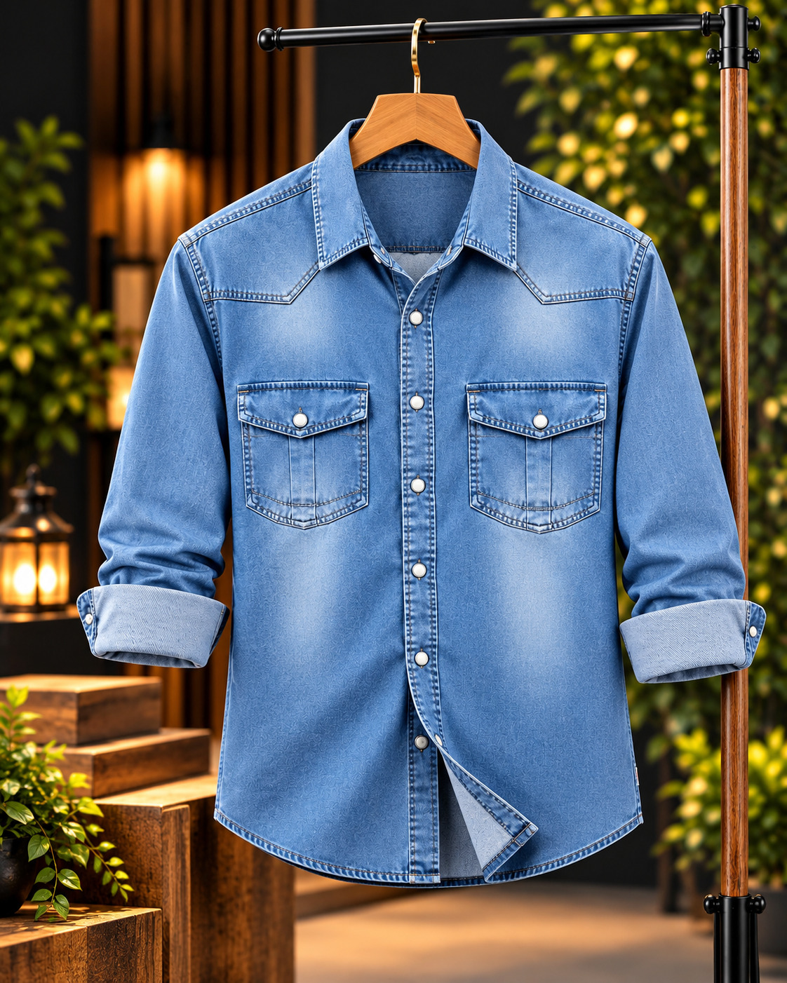 Premium Trendy Denim Shirt - Image 3