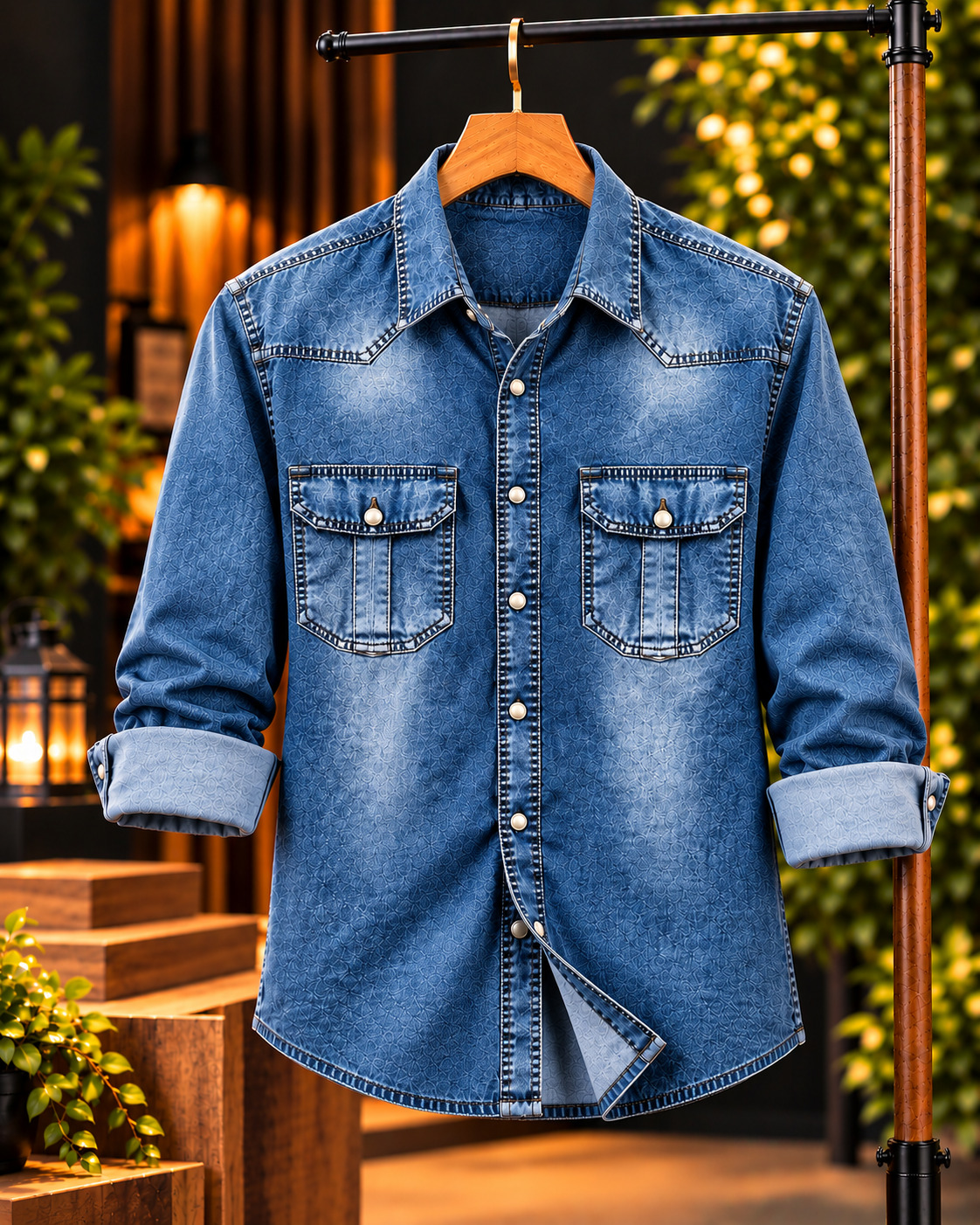 Premium Trendy Denim Shirt - Image 6