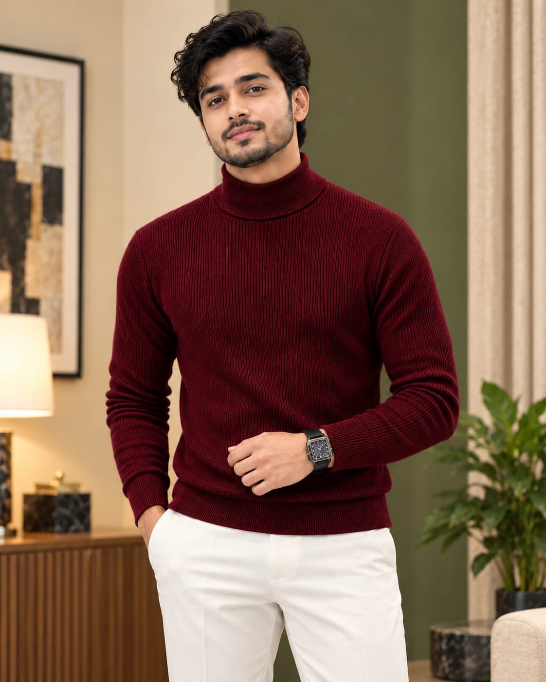 Premium Ribbed High Neck Sweater - Image 6