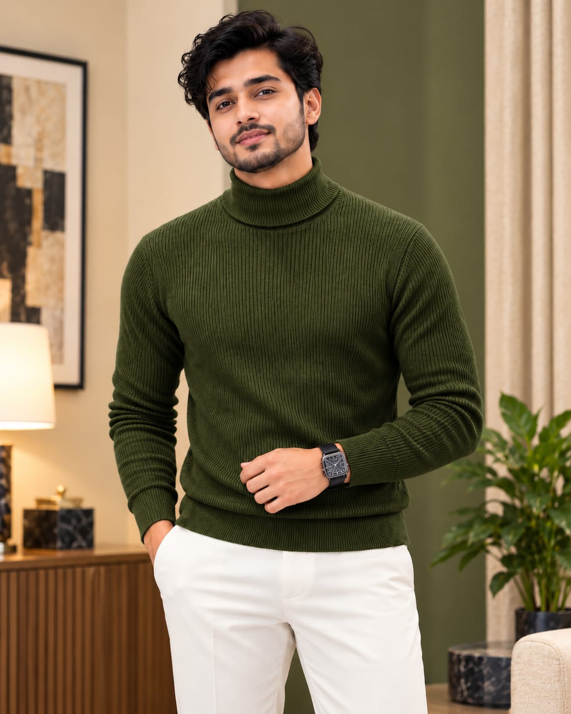 Premium Ribbed High Neck Sweater - Image 2