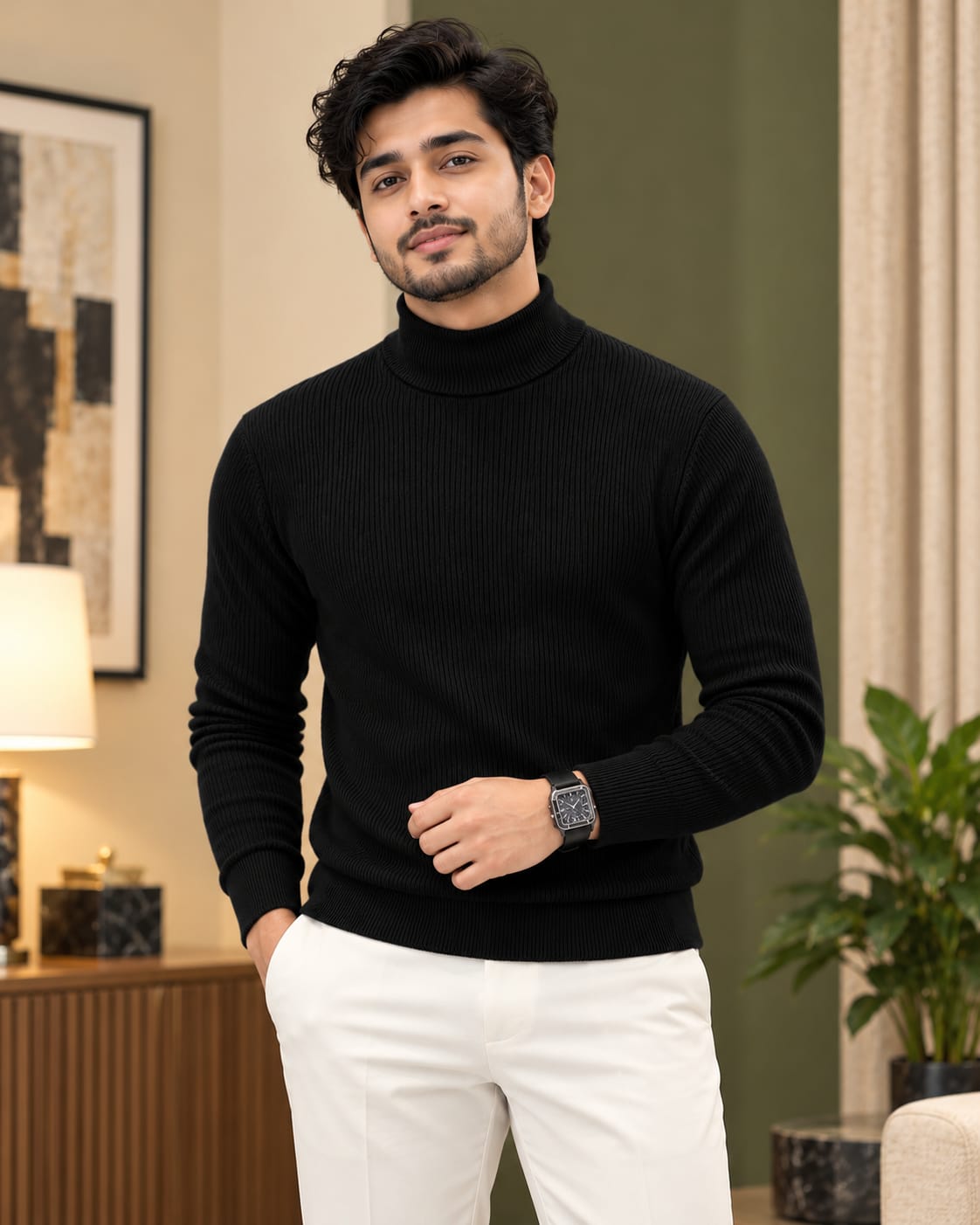 Premium Ribbed High Neck Sweater - Image 4