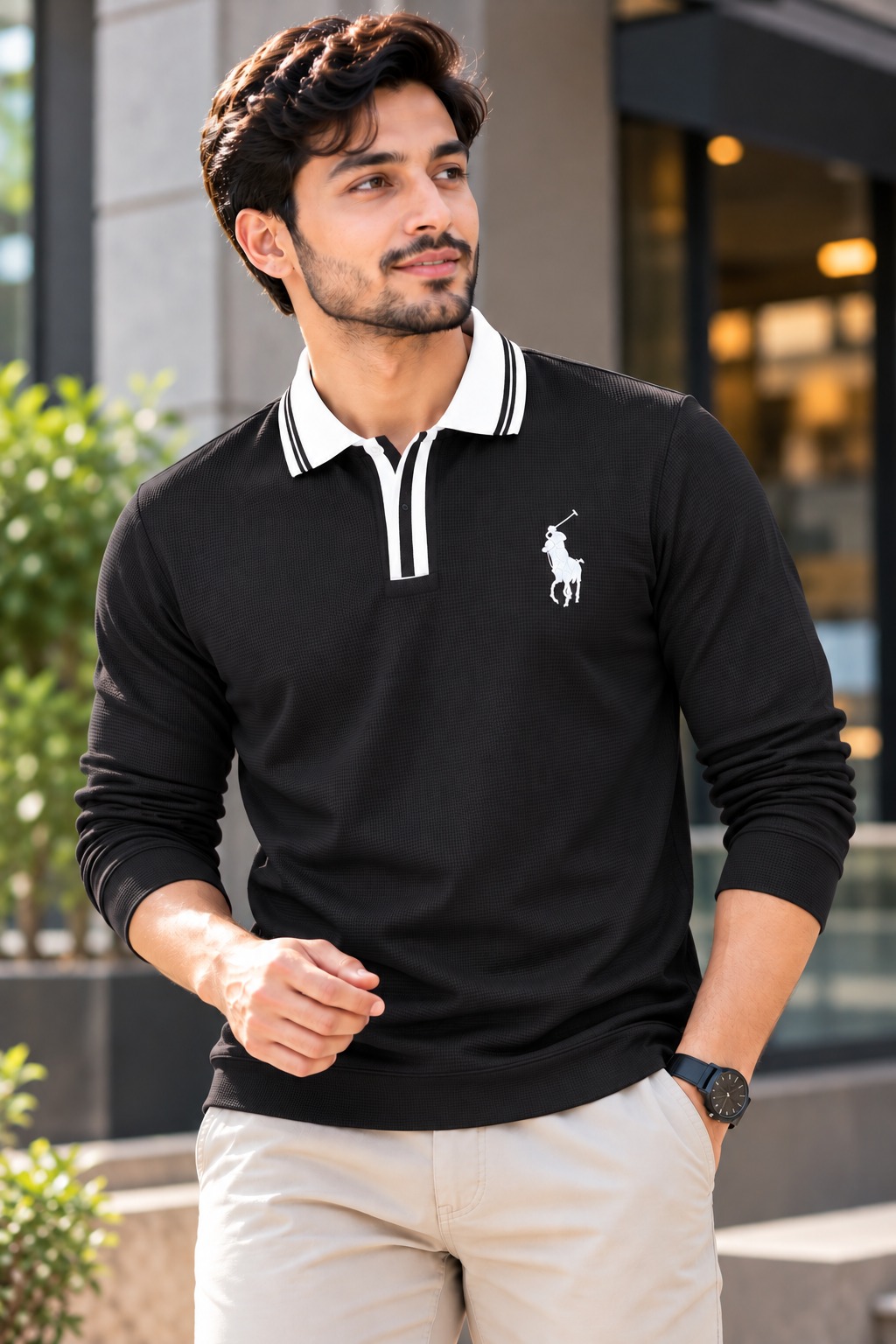 Premium Embroidery Full Sleeve Polo Shirt - Image 2