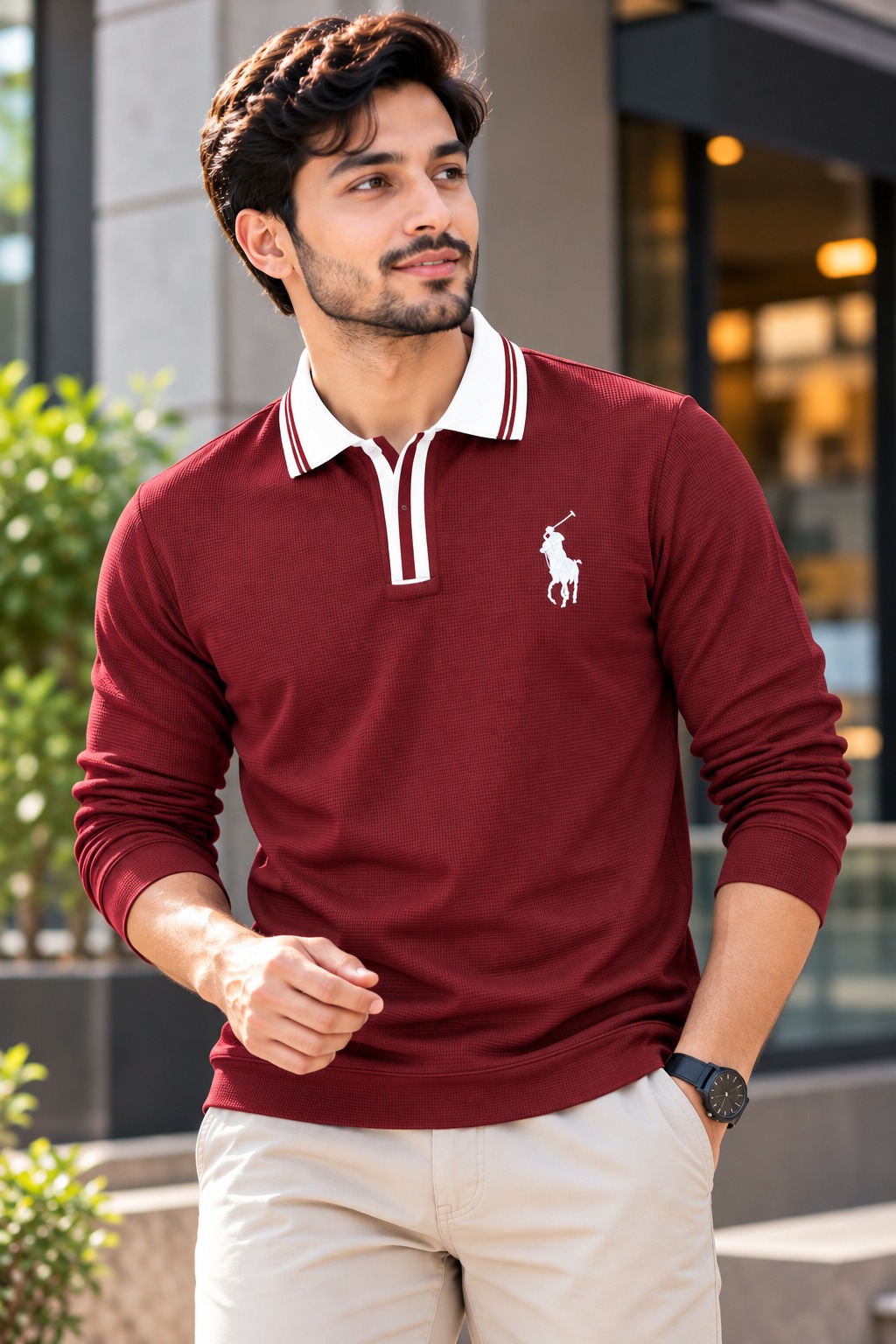 Premium Embroidery Full Sleeve Polo Shirt - Image 3