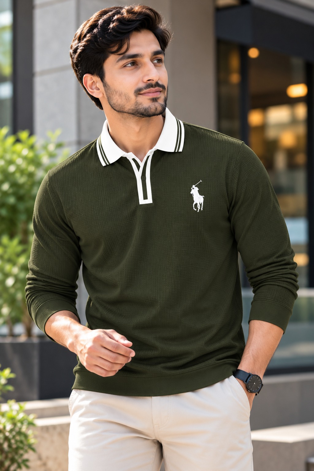 Premium Embroidery Full Sleeve Polo Shirt - Image 7