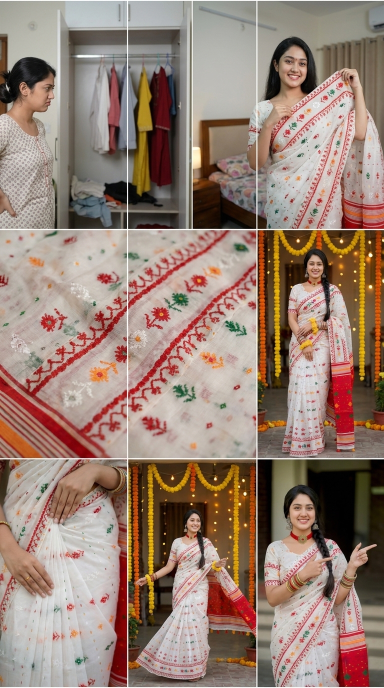 Special Puja collection Half Silk block Print Saree - Image 6