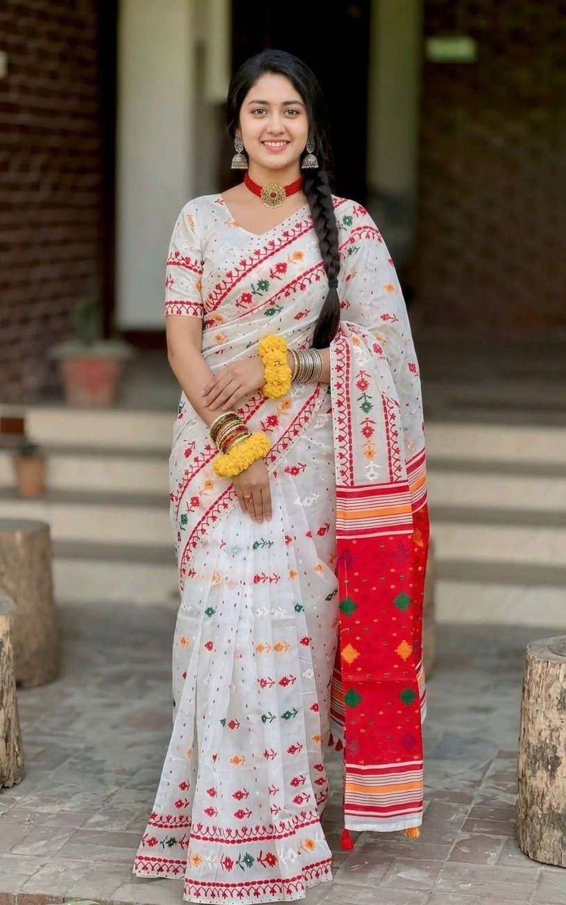 Special Puja collection Half Silk block Print Saree