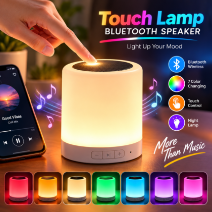 Touch Lamp Portable Bluetooth Speaker – Smart Touch Color-Changing Night Light